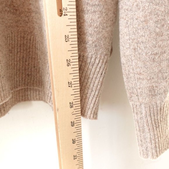 Beige Wool Sweater Men Large J CREW Knit Tan Lambswool Shawl Henley Button Neck - Picture 5 of 11